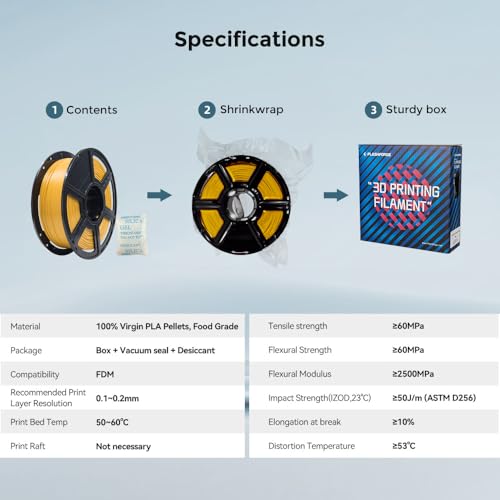 Image of FLASHFORGE 3D Printer Filament, PLA PRO Filament 1.75mm, 1KG Spool (2.2lbs), Dimensional Accuracy + /- 0.02mm for FDM 3D Printers, Better Tenacity & No Knotting (Gold)