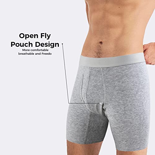 5Mayi Men's 6" Underwear for Men Boxers Briefs Cotton Boxers Briefs for Men Open Fly Underwear Men 4-Pack S M L XL XXL3