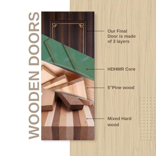Image of Lapo Doors | Wooden Doors for Home (Hardwood) Entrance /Interior /Bedroom /Home Main Door | Color-Coffee Brown | 94 * 36 inches (7.83 * 3 feet) 40kgs - 1 Piece Without Frame - Culture