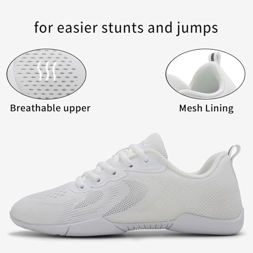 Image of Cheer Shoes Girls White Cheerleading Team Lightweight Breathable Flexible Tumbling Dancing Training Tennis Walking Youth Competition Sneakers Women