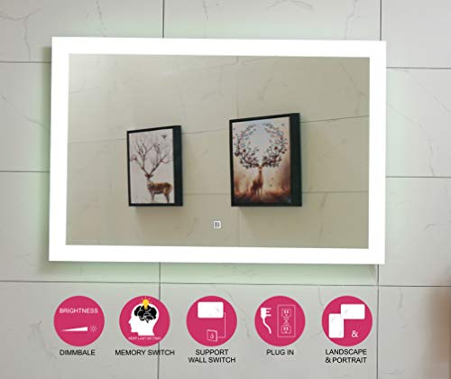 Lighted Bathroom Mirror Dimmable Wall Mounted LED Mirror GS084D-4024(40"X24" inch) with Memory Function