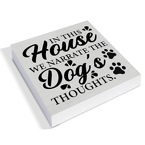 Rustic-Dog-Lover-Wooden-Box-Sign-Desk-Decor-in-This-Home-We-Narrate-the-Dogs-Thoughts-Wood-Block-Sign-Home-Tabletop-Shelf-Desk-Decoration-5-X-5-Inches Rustic Dog Lover Wooden Box Sign Desk Decor in This Home We Narrate the Dogs Thoughts Wood Block Sign Home Tabletop Shelf Desk Decoration 5 X 5 Inches