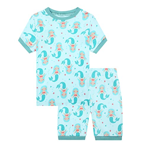 Benaive Girls Pajamas Sets 4 Pieces 100% Cotton Summer Pjs Short Sleeves Kids Sleepwear Size 4T - image 3
