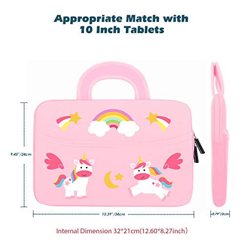 Moko Fire Hd 10 Inch Kids Tablet Sleeve Case Bag, [Shock-Proof] Zipper Handle Pouch Portable Neoprene Case Cover Fits Fire Hd 10 Plus 2021, Fire Hd 10 Kids & Pro 2021 - Pony Pink #TOP1