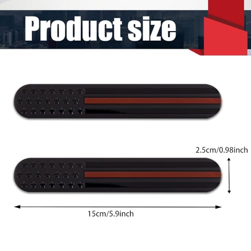 Image of 2PCS USA American Metal Flag Auto Fender Emblem, American Flag Decal, 6 inchx1 inchMetal American Flag Emblem Stickers, Universal Car Accessories 3D Adhesive Sport Badge for Car SUV Truck (Red)