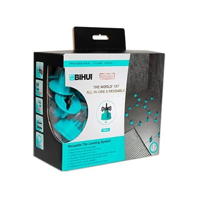 BIHUI Reusable Tile Leveling System with Comfort Spin Handle - Lippage Control System with Anti-Scratch Base, Reusable Steel 1.5mm T-Pin - 50 Pieces (TSL50)