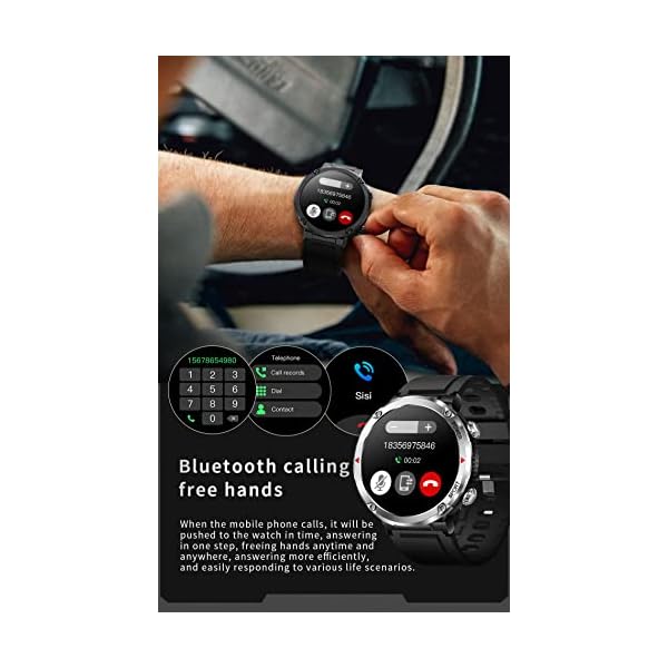 Smart Watch for Men Make/Receive Phone Call Long-Lasting Batteries Outdoor Sports Tracker SMS Notification Heart Rate Blood Oxygen Monitoring Compatible Android iOS Men's Fashion Smartwatches Black - Image 3