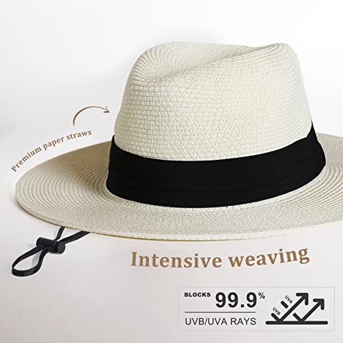 Womens Mens Wide Brim Straw Panama Hat Fedora Summer Beach Sun Hat Upf Straw Hat For Women #TOP1