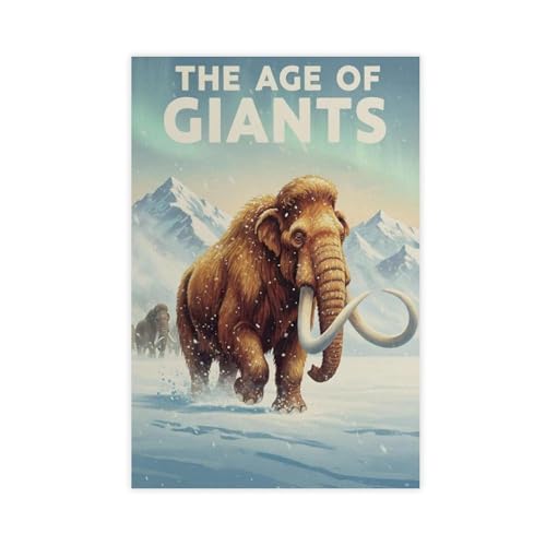 Impression sur toile Mammoth pour décoration de chambre et bureau, affiche animaux éteints 30x45cm