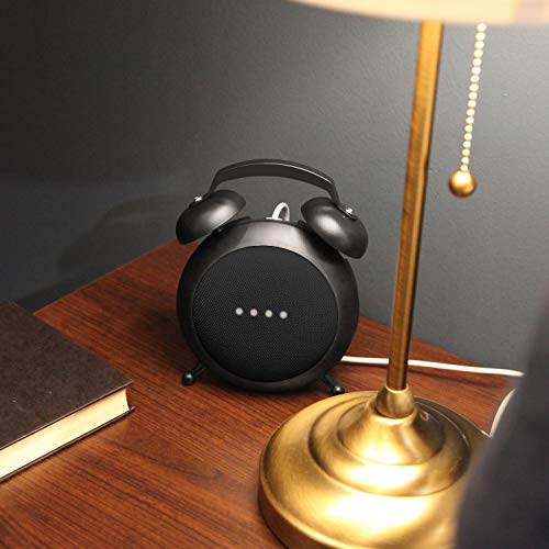 Wassers Google Home Mini & Nest Mini Stand, Retro Alarm Clock, Protective Case, Black