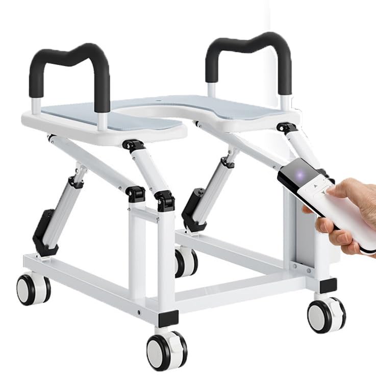 FBJAMZ Elevador automático de Silla de baño, Dispositivo Auxiliar de Soporte para Mujeres Embarazadas de Edad Avanzada, con Ruedas universales de 360 Grados/Control Remoto