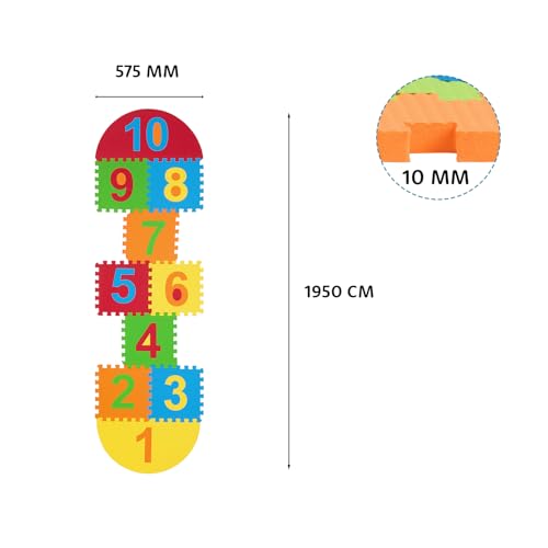 Image of Amazon Brand - Supples Kids Hopscotch Game Playmat | BIS Certified | Safe & Soft Non-Toxic EVA Foam Baby Playmat | Multicolor