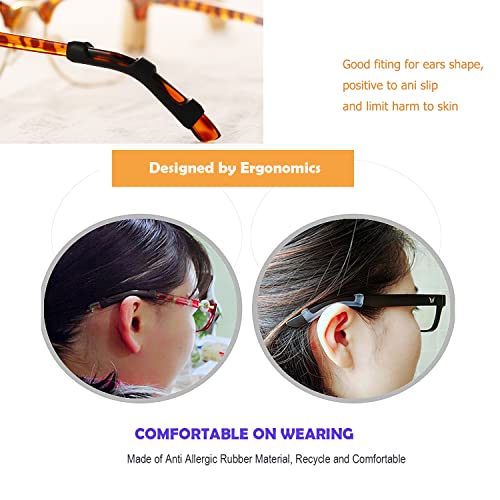 Molderp Eyeglass Ear Cushions - Soft Silicone Glasses Ear Grip Temple Tips Eyeglass Pads Anti Slip Eyeglasses Ear Hook Comfort Sport ，7 Pairs (All, Clear) #TOP2