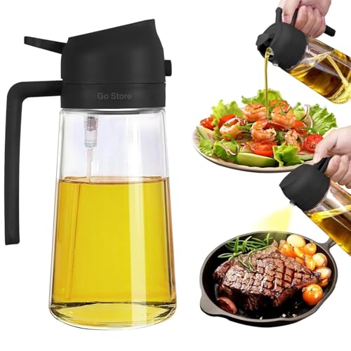 Image of GO STORE 500 Ml Oil Spray Bottle for Cooking, Premium Glass 2 in 1 Oil Dispenser and Sprayer for Kitchen Containers with Nozzle for Air Fryer, Roasting and Frying