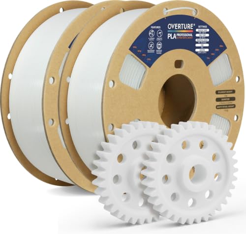 Image of OVERTURE 2KG Bundle PLA Plus (PLA+) Filament 1.75mm, Stronger & More Durable, Professional Toughness 3D Printer Filament 1kg (2.2lbs) 2 Pack, High Precision + /- 0.02mm, Tangle-Free (White 2-Pack)