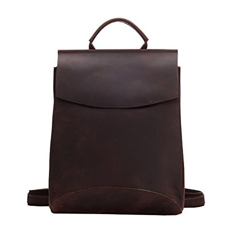 Paonies Cowhide Leather Travel School Backpack Messenger Tote Bag for Women and Men Cover