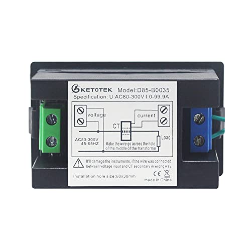 Ketotek Digital Ammeter Voltmeter Ac 80V-300V 100A, 2In1 Multimeter Panel 110V/220V, Volt Amp Meter Led Display Voltage Amperage Detector Tester Gauge With Current Transformer Ct #TOP3