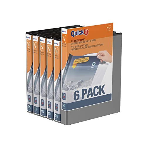 Quickfit View Binder, 5/8 Inch, Round Ring, Black, 6 Pack (88001-06) #TOP22