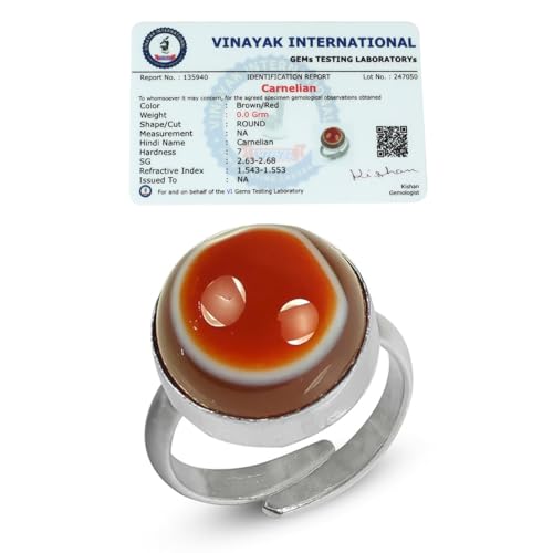 Image of Reiki Crystal Products Certified Red Botswana Agate Sulemani Hakik Ring Natural Crystal Adjustable Gemstone Ring for Unisex