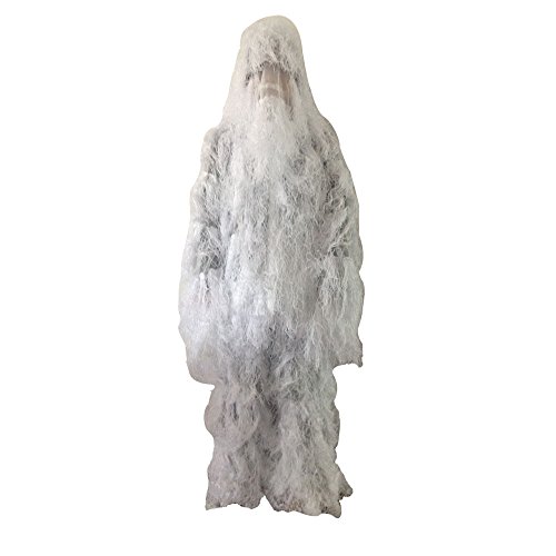 JUMPEAK Hooded Ghillie Suit Camo Clothing(White)