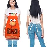 PRETYZOOM Turkey Apron Thanksgiving Day Kitchen Cooking Apron One Size Fits All and Waterproof Thank