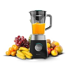 Cecotec Elektrische tafelmixer Power Black Titanium 1300Max B. 1300 W, 2 snelheden, 4 messen met zwarte titanium coating en 1,5 l karaf, pulse-functie voor fijnmaken en poederen, Ice Pick