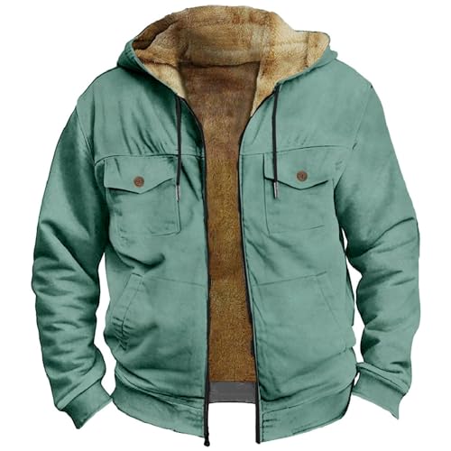 MMOOVV Chaqueta de invierno cálida de algodón con capucha (Mint Green, XL), verde menta, XL