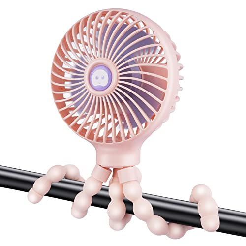 Image of Portable Stroller Fan, With Flexible Tripod and 3 Speeds Clip On Car Seat Fan Mini Small Personal Handheld Battery Powered USB Fan, for Pram Crib Bike Treadmill Camping and Student Bed Desk