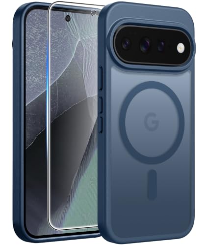 Image of FNTCASE for Google Pixel 11 Pro Case / Pixel 11 Case, with Screen Protector | Fit for Magsafe, Translucent Matte, 14FT Military Grade Drop Protection, Shockproof Protective Phone Cover, Blue