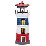 Joyzan Solar Lighthouse Rotating Light, Garden Ornaments Outdoor Lighthouse Automatic Led Lamp No Wiring Decoration Patio Lawn Pond Powered Tall Decorative Lights Statue for Landscape Nautical Style