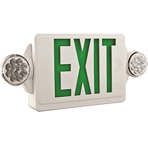 Best Cyber Deals 🔥 Lithonia Lighting LHQM LED G M6 LED Exit and Emergency Light Combo 2-Head Fixture, Green Letters and Battery Backup
