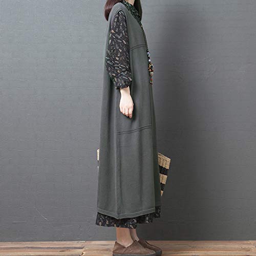 Andoer Colete feminino de malha de algodão cor sólida com decote em V sem mangas e bolso maxi.