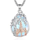 EUDORA Harmony Ball Collar de piedra lunar para mujer, madre, árbol de la vida, madre e hijo, hijas, collares para mamá, mamá, colgante para el día de la madre, regalo para mamá, madrastra, esposa