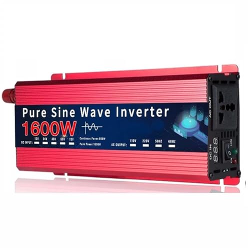 DZSYOHFS Inversor Inversor Onda Sinusoidal De 12V/24V A 110V/220V 12V/220V 1000W 1600W CC A CA Convertidor Portátil Coche Inversor Solar Inversor Onda Pura(1600W 24V 110V 60Hz)