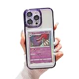Custodia per iPhone, con caricatori superiori e maniche, compatibile con carte Pokemon, sport, monopezzo, magia (viola fumé ICY, iPhone 16 Pro Max)