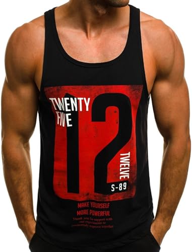 COOFANDY Herren Tank Top Casual Sport Shirt Ärmelloses Unterhemd Fitness Weste Sleeveless Streetstyle T-Shirt Muskelshirts Schwarz M