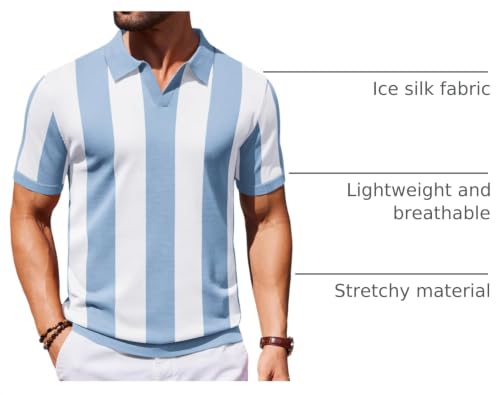 Image of COOFANDY Men's V Neck Short Sleeve Stretch Knit Polo Shirt