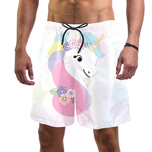 Short de bain homme avec cordon de serrage et imprimé licorne mignonne