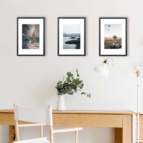 KAIWIN Picture Frame Black A3-21x30 cm (A4) with Mat, Photo frame with acrylic glass for hanging for photos posters, puzzles - Image 3
