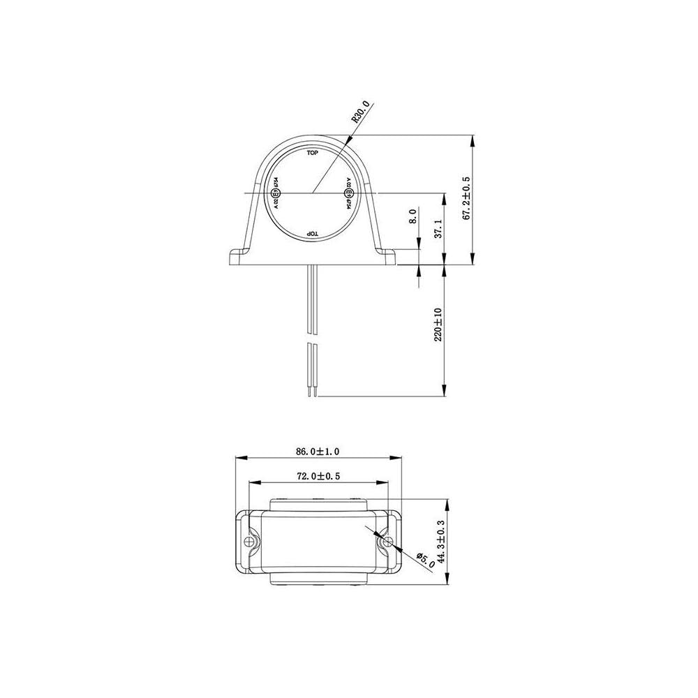 APT Juego de 2 luces de gálibo rojo/blanco, 68 x 62 mm, con 8 ledes SMD para una conducción segura