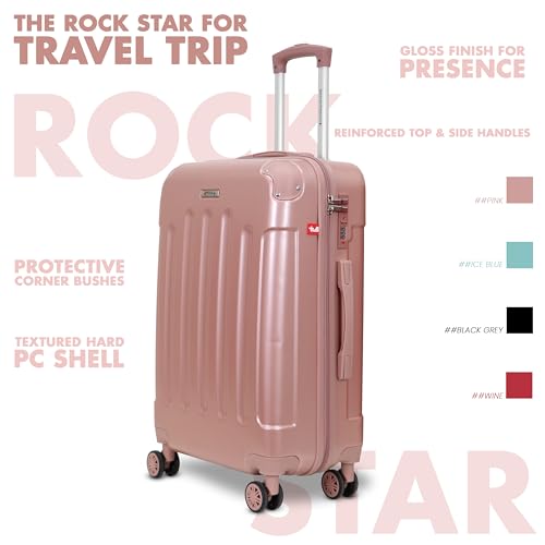 Image of Rockstar Polycarbonate Trolley Bag Set of 3 | TSA Type Lock | Hard Shell, TSA Type Lock, 360 Spinner Wheels
