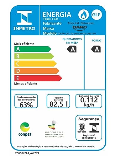 Fogão de Embutir 4 Bocas Preto com Mesa de Vidro Dako Diplomata Bivolt