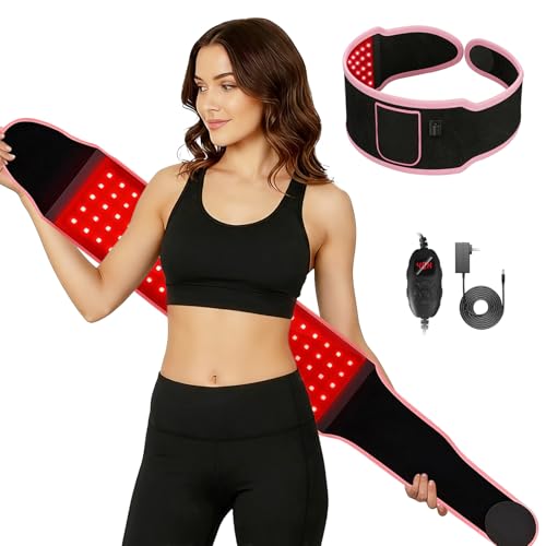 Red Light Therapy Belt with 105 Advanced 3-in-1 LEDs - Portable 660nm & 850nm for Back/Abdomen Waist Wrap with Rhythm Mode y Timer& Body - Red Light Therapy Waist Adjustable Heat