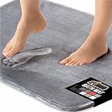 Gorilla Grip Original Thick Memory Foam Bath Rug, 24x17, Cushioned Soft Floor Mats, Absorbent Premium Bathroom Mat Rugs Rugs, Machine Washable, Luxury Plush Comfortable Carpet for Bath Room, Graphite