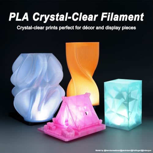 Image of Translucent PLA Filament Bundle, Crystal Filament 1.75mm, 250g*4 | Translucent ice orange /blue /green /pink PLA features an elegant frosted finish perfect for glowing decors