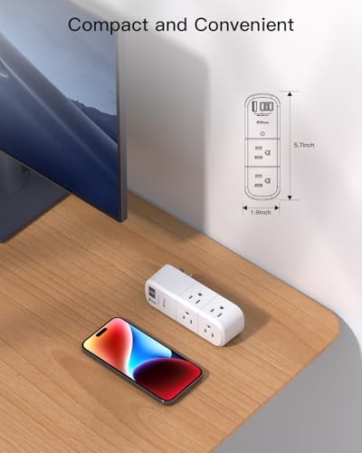 Image of Cruise Ship Essentials - Outlet Extender with Rotating Plug, 6 AC Outlets with USB Charging Ports, Multi Plug Wall Outlet USB C Charger Hub, Non Surge Protector Non Extension Cord