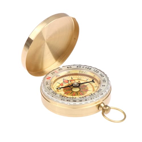 Brújula portátil de bolsillo de latón dorado para camping