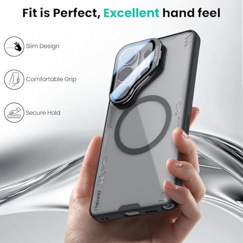 Image of PRITO Nilkin Magnetic Case for Samsung S26 Ultra, Shockproof Protection with MagSafe, Never Yellowing and Biodegradable Material, with Stand & Camera Lens Cover (Black, Samsung S26Ultra)
