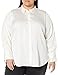 Amazon Essentials Women's Regular-Fit Satin Button Down Blouse (Available in Plus Size), Eggshell, Large
