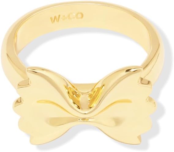 Wanderlust + Co Bow Tie Pasta Gold Ring 14K Gold Plated Hypoallergenic Jewelry Shower-safe